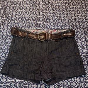 one 5 one Navy and White Patterned Skirt with Floral Accents